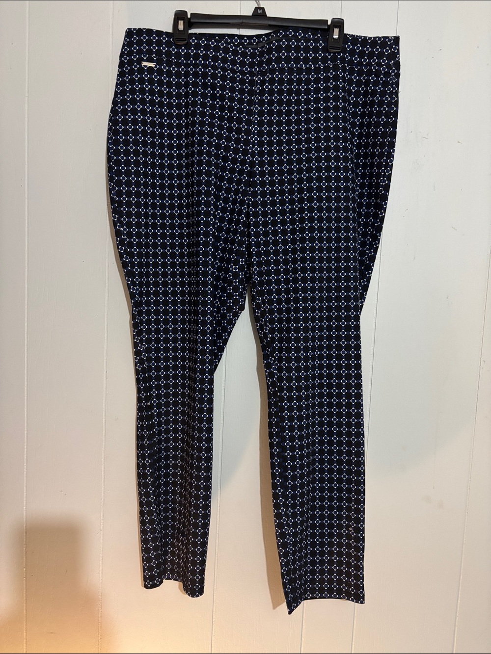 The Limited Navy and White Geo-Print Skinny Pull-On Pants
